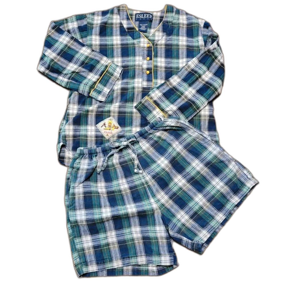 90s Y2K Esleep Boxers Pj Set Western Cozy Natural Fiber